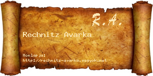 Rechnitz Avarka névjegykártya